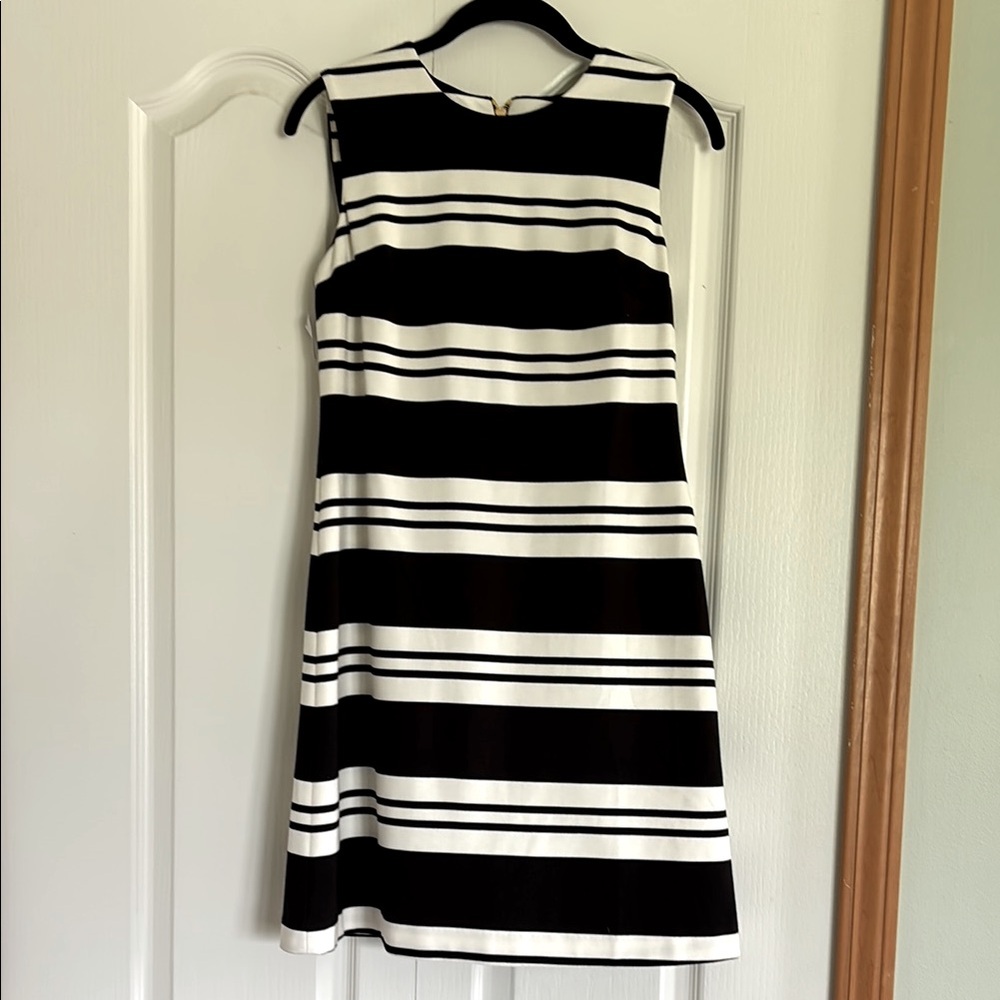 Calvin Klein Black and White Sleeveless Sheath Dress